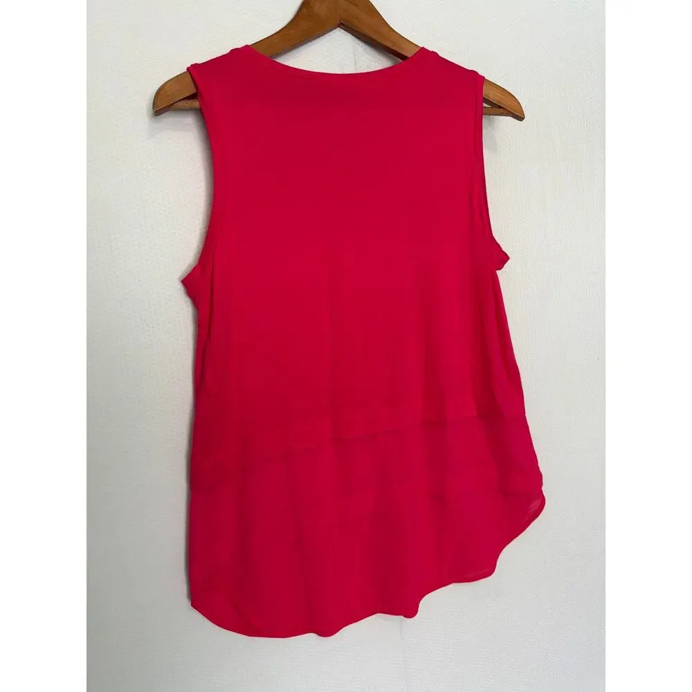 Michael Kors Pink Sleeveless Lightweight Blouse Layered Chiffon‎ Hem Size M